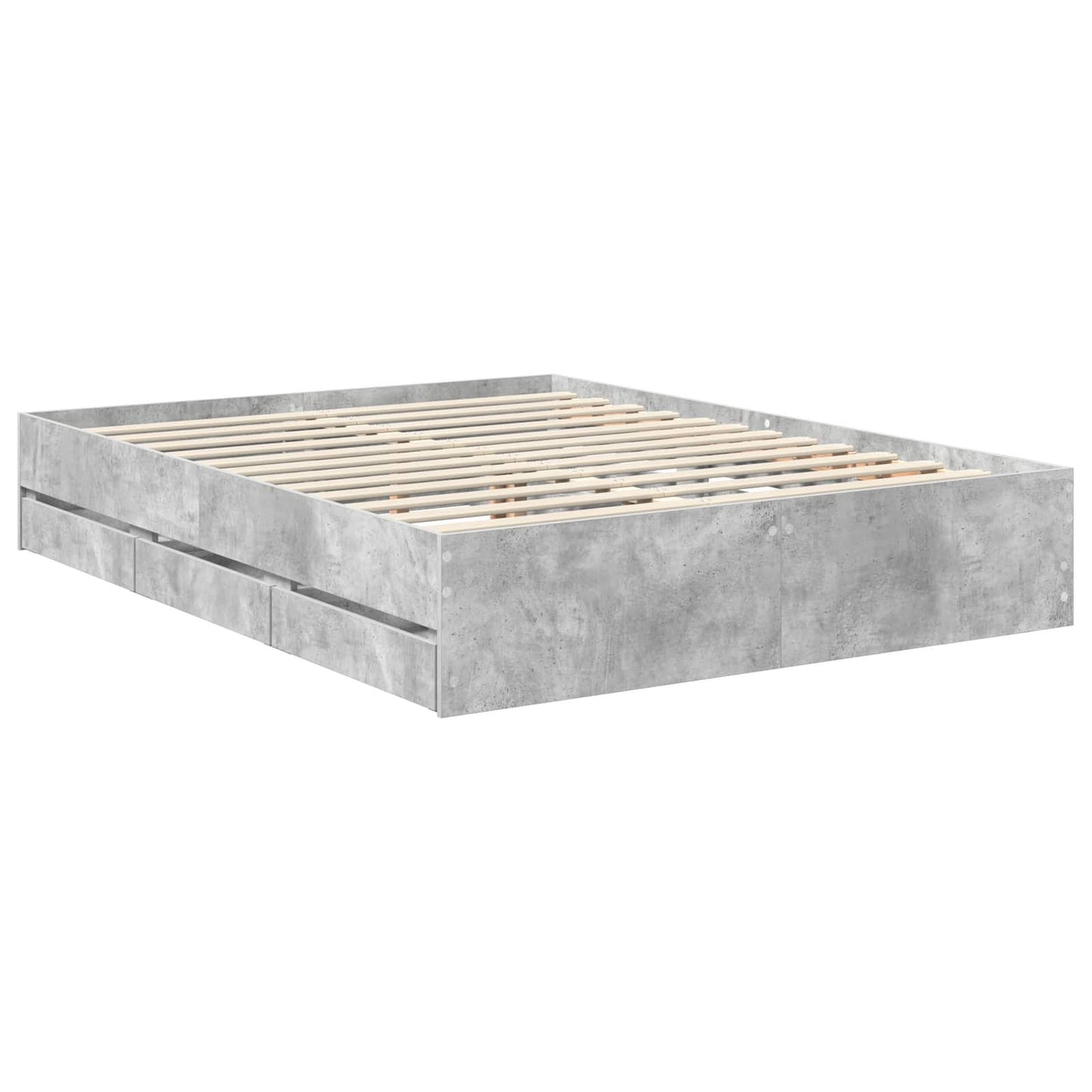 vidaXL Σκελετός Κρεβατιού Σκυρόδεμα Γκρι 150 x 200 cm Μηχανήματος Ξύλο