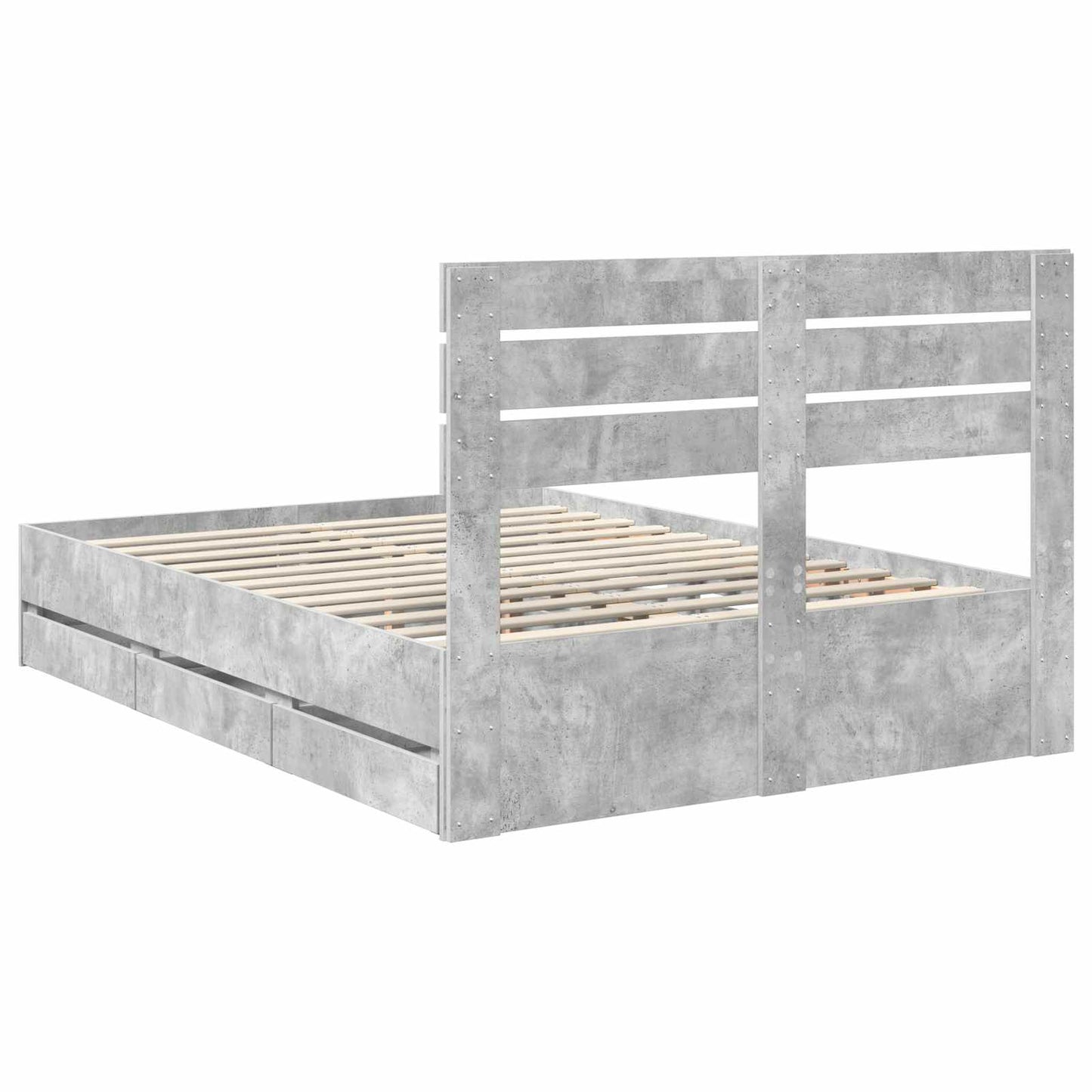 vidaXL Σκελετός Κρεβατιού Σκυρόδεμα Γκρι 150 x 200 cm Μηχανήματος Ξύλο