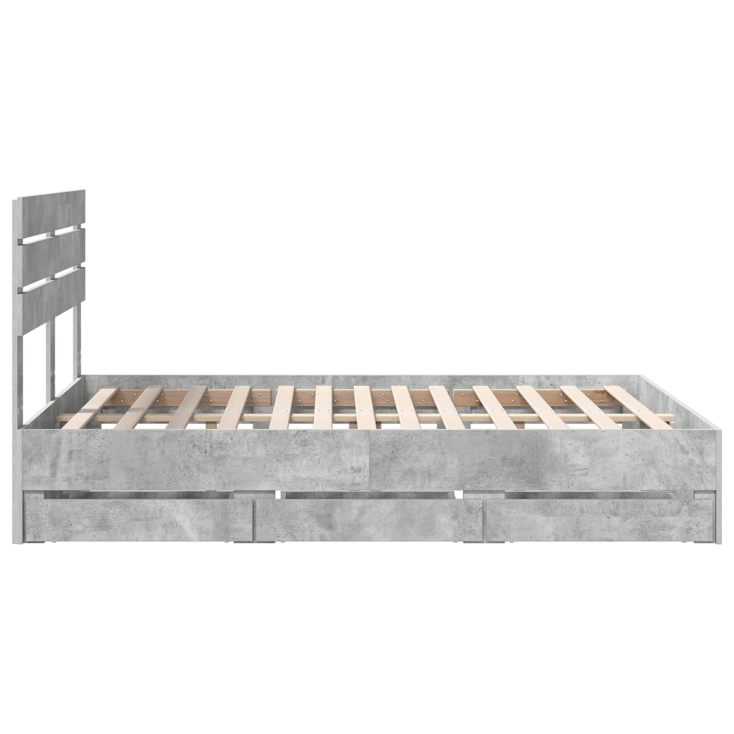 vidaXL Σκελετός Κρεβατιού Σκυρόδεμα Γκρι 150 x 200 cm Μηχανήματος Ξύλο