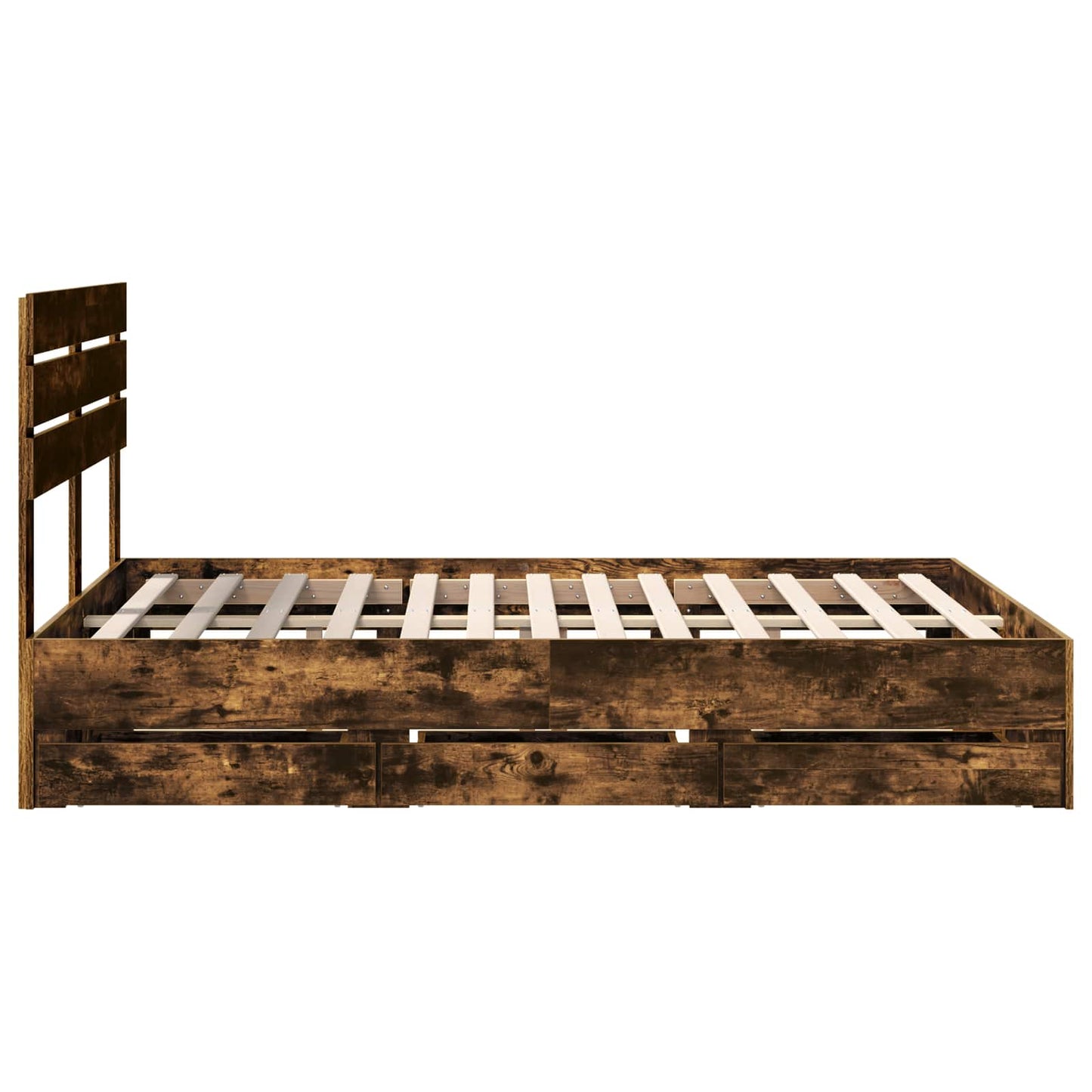 vidaXL Σκελετός Κρεβατιού Καπνιστό Δρύς 140 x 200 cm Μηχανήματος Ξύλο