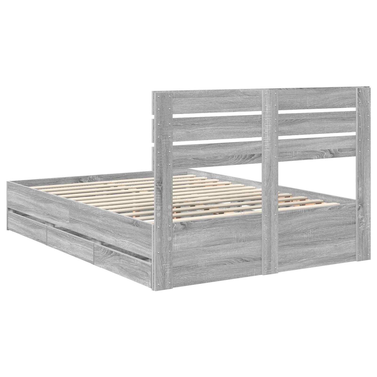 vidaXL Σκελετός Κρεβατιού Γκρίζο Σονομα 140 x 200 cm Μηχανήματος Ξύλο
