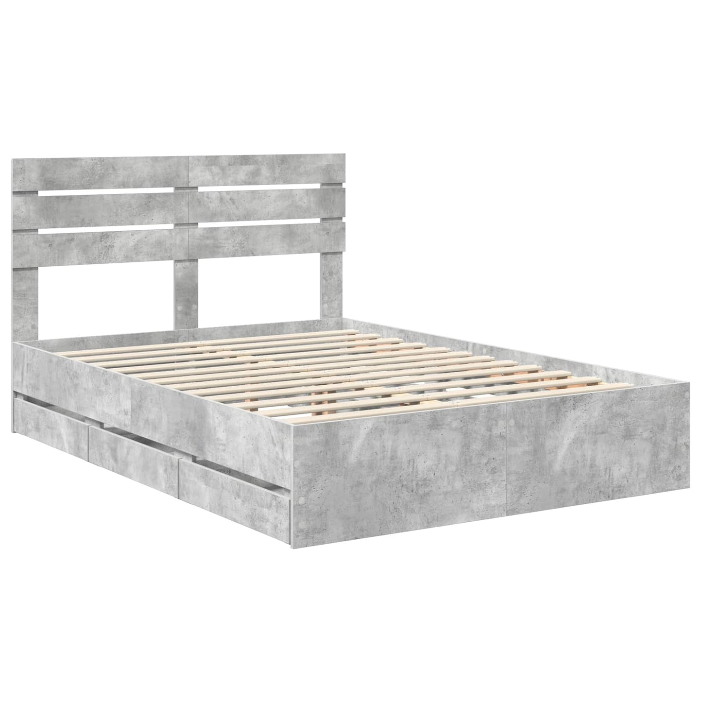 vidaXL Σκελετός Κρεβατιού Σκυρόδεμα Γκρι 140 x 190 cm Μηχανήματος Ξύλο