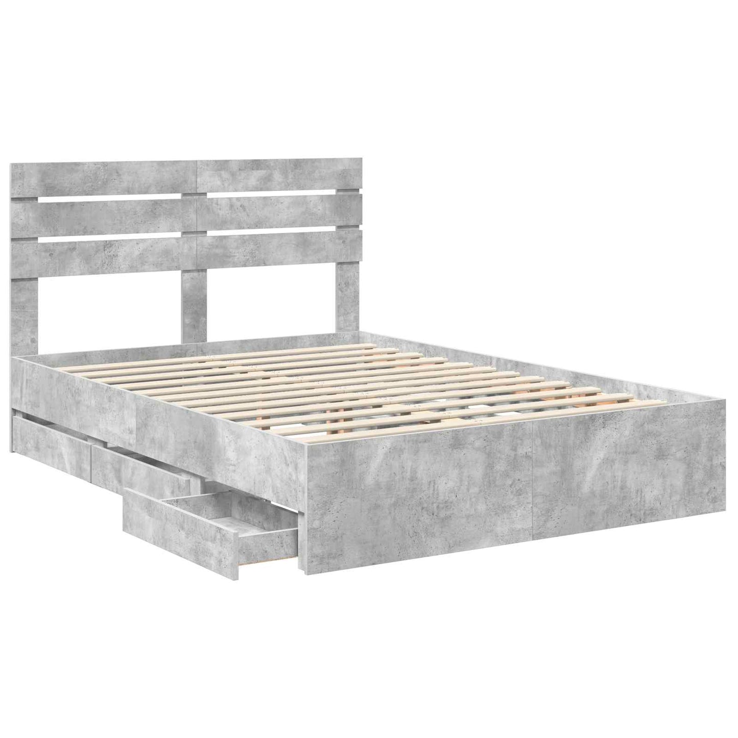 vidaXL Σκελετός Κρεβατιού Σκυρόδεμα Γκρι 140 x 190 cm Μηχανήματος Ξύλο