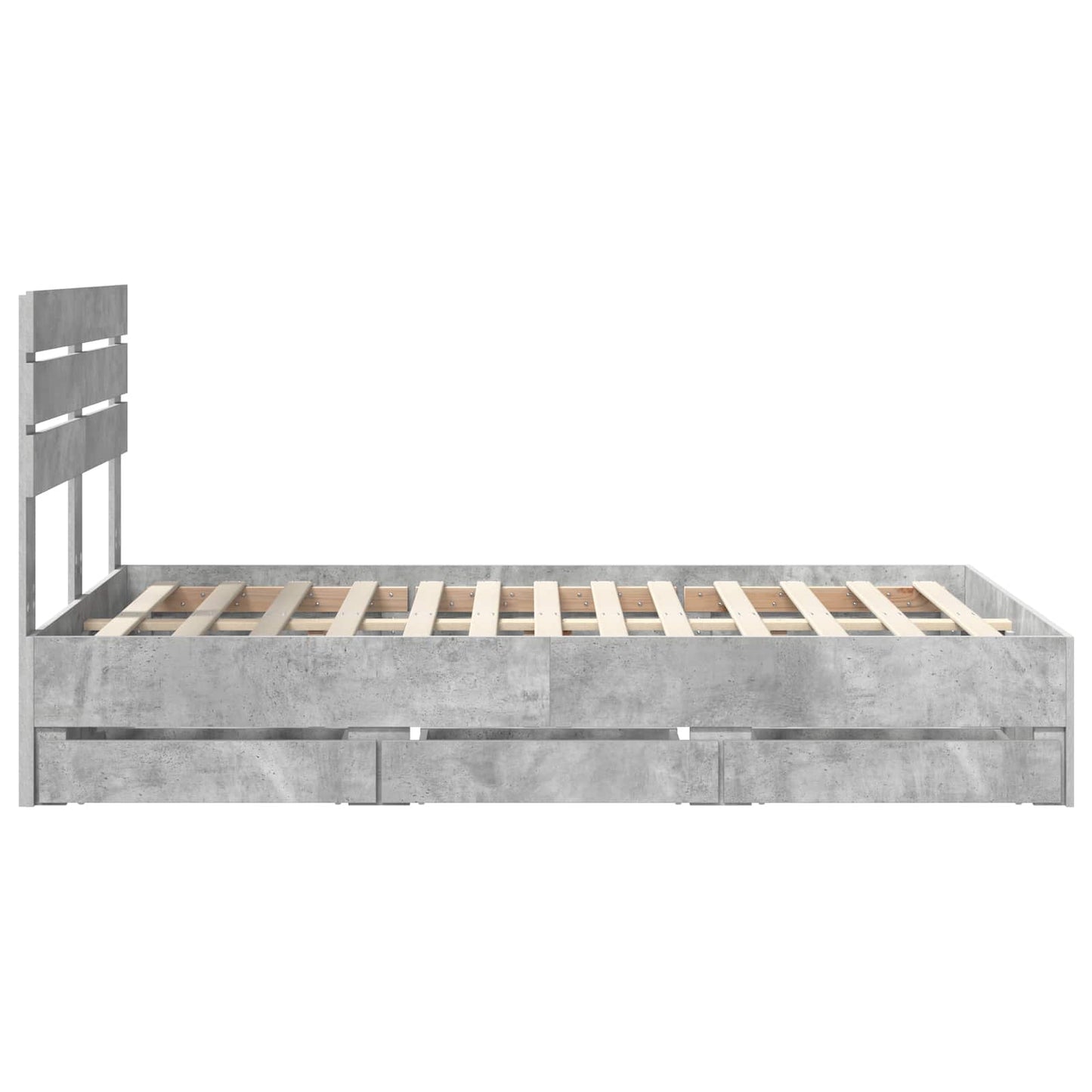 vidaXL Σκελετός Κρεβατιού Σκυρόδεμα Γκρι 135 x 190 cm Μηχανήματος Ξύλο