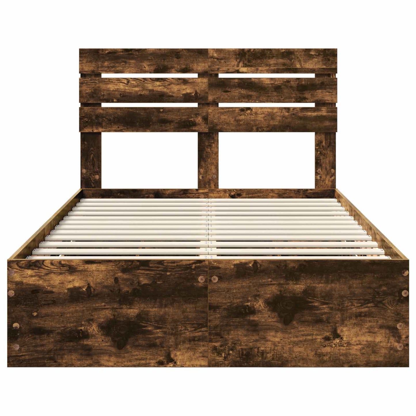 vidaXL Σκελετός Κρεβατιού Καπνιστό Δρύς 135 x 190 cm Μηχανήματος Ξύλο