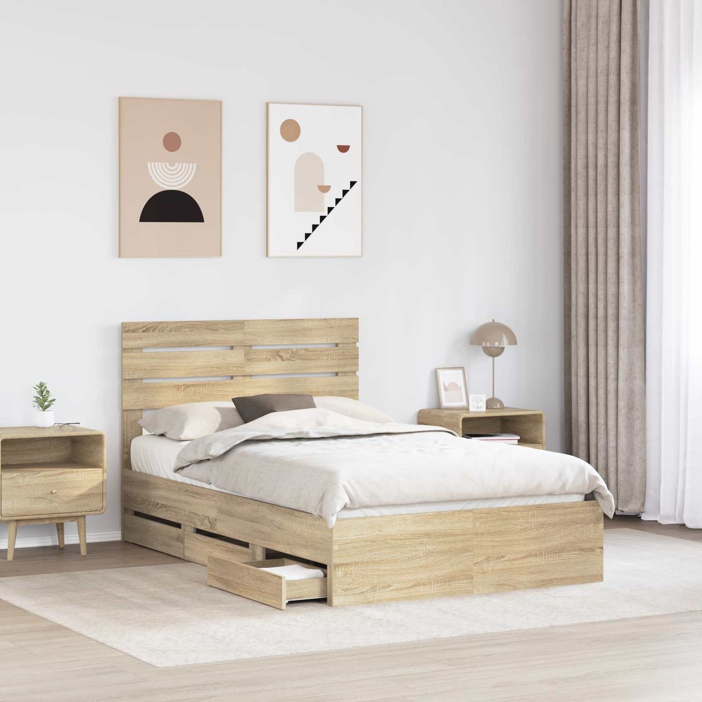vidaXL Σκελετός Κρεβατιού Δρύς Sonoma 120 x 190 cm Μηχανήματος Ξύλο