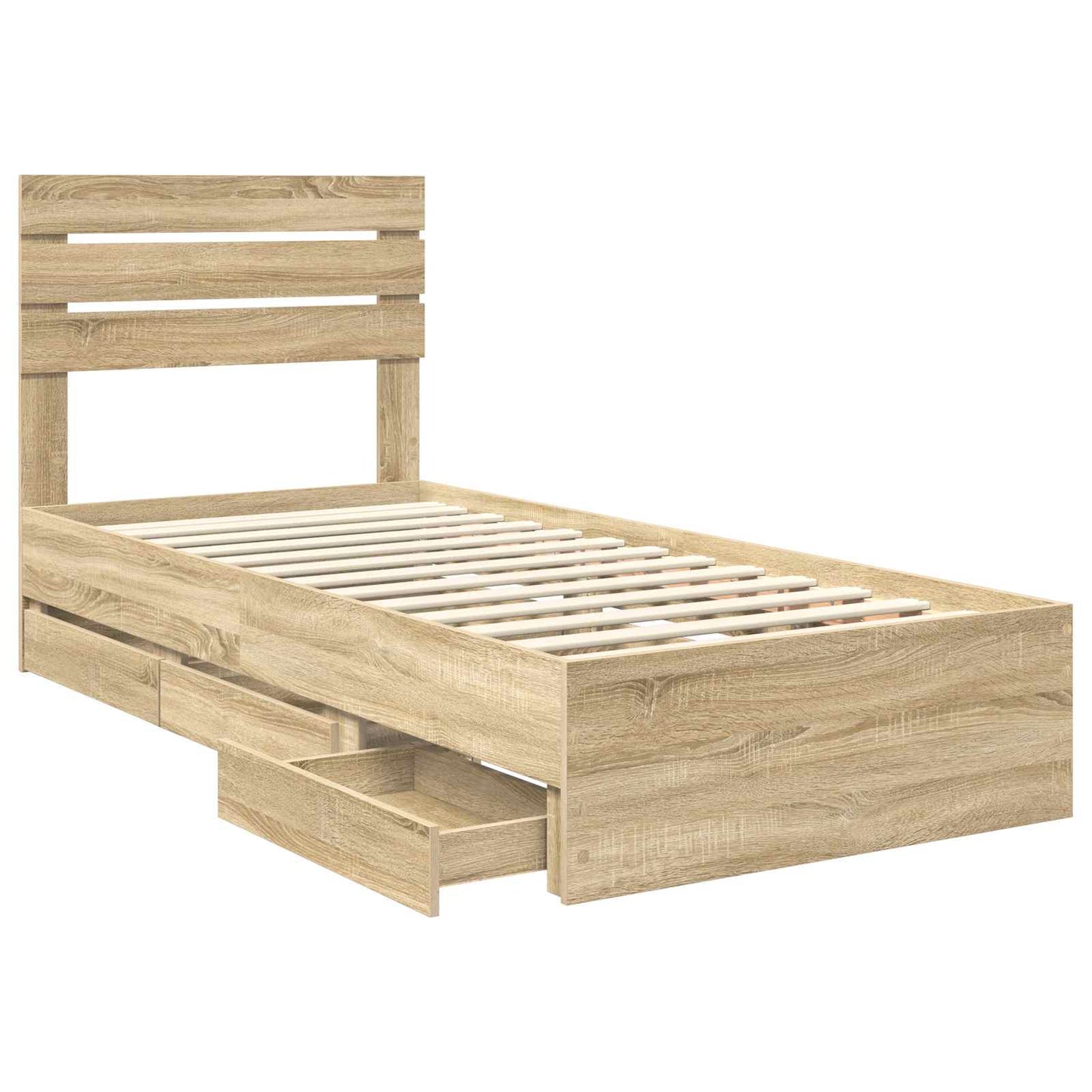 vidaXL Σκελετός Κρεβατιού Δρύς Sonoma 100 x 200 cm Μηχανήματος Ξύλο