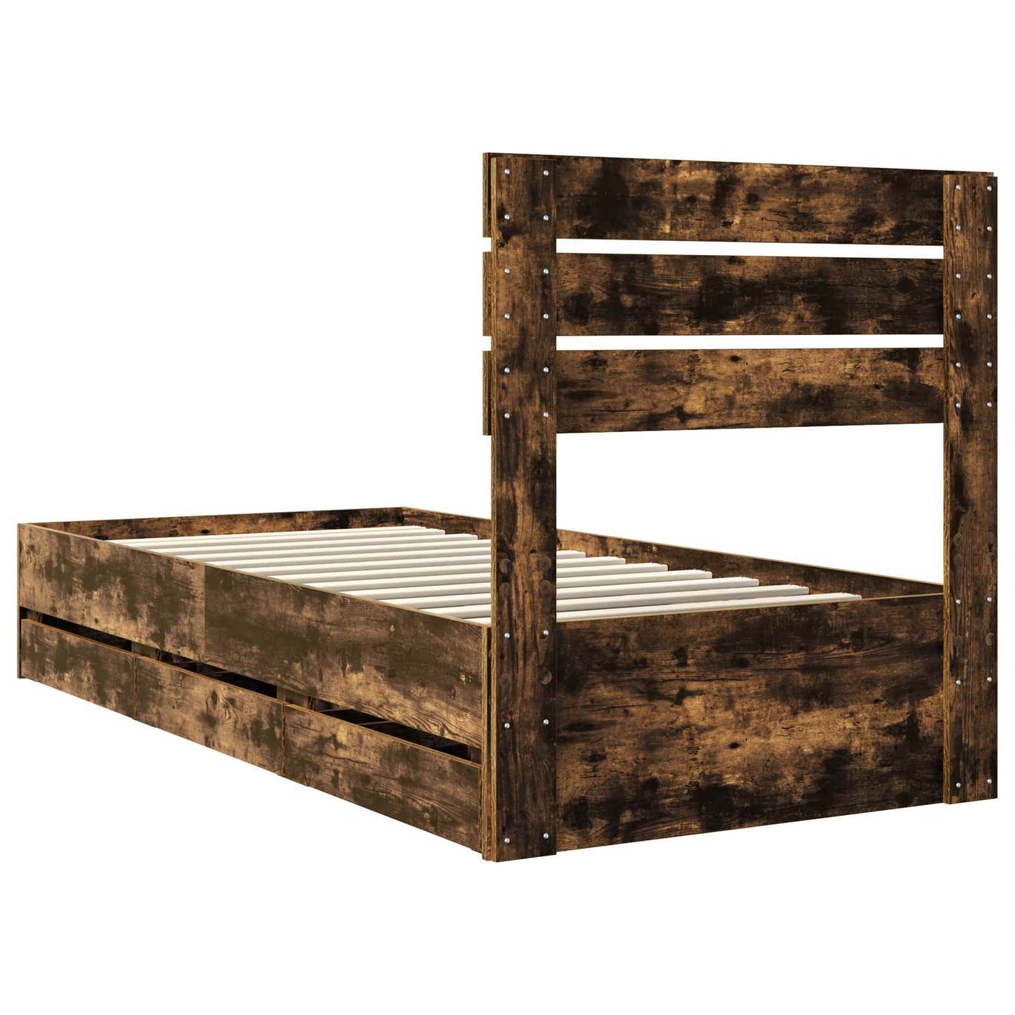 vidaXL Σκελετός Κρεβατιού Καπνιστό Δρύς 100 x 200 cm Μηχανήματος Ξύλο