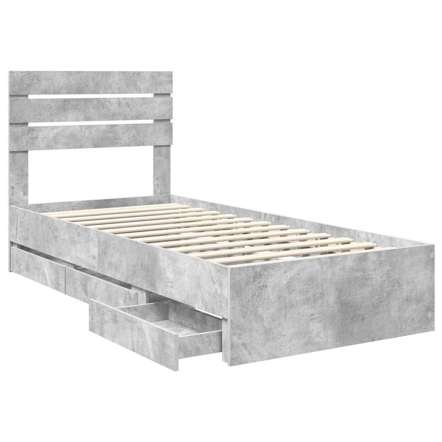 vidaXL Σκελετός Κρεβατιού Σκυρόδεμα Γκρι 90 x 190 cm Μηχανήματος Ξύλο