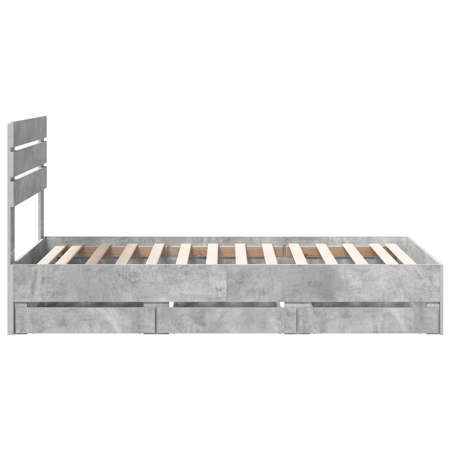 vidaXL Σκελετός Κρεβατιού Σκυρόδεμα Γκρι 90 x 190 cm Μηχανήματος Ξύλο