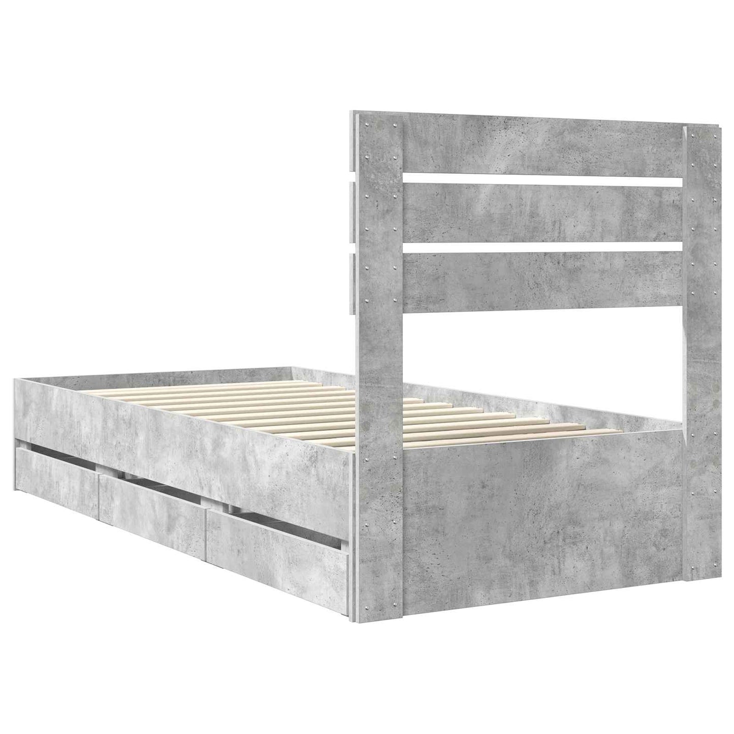 vidaXL Σκελετός Κρεβατιού Σκυρόδεμα Γκρι 90 x 200 cm Μηχανήματος Ξύλο