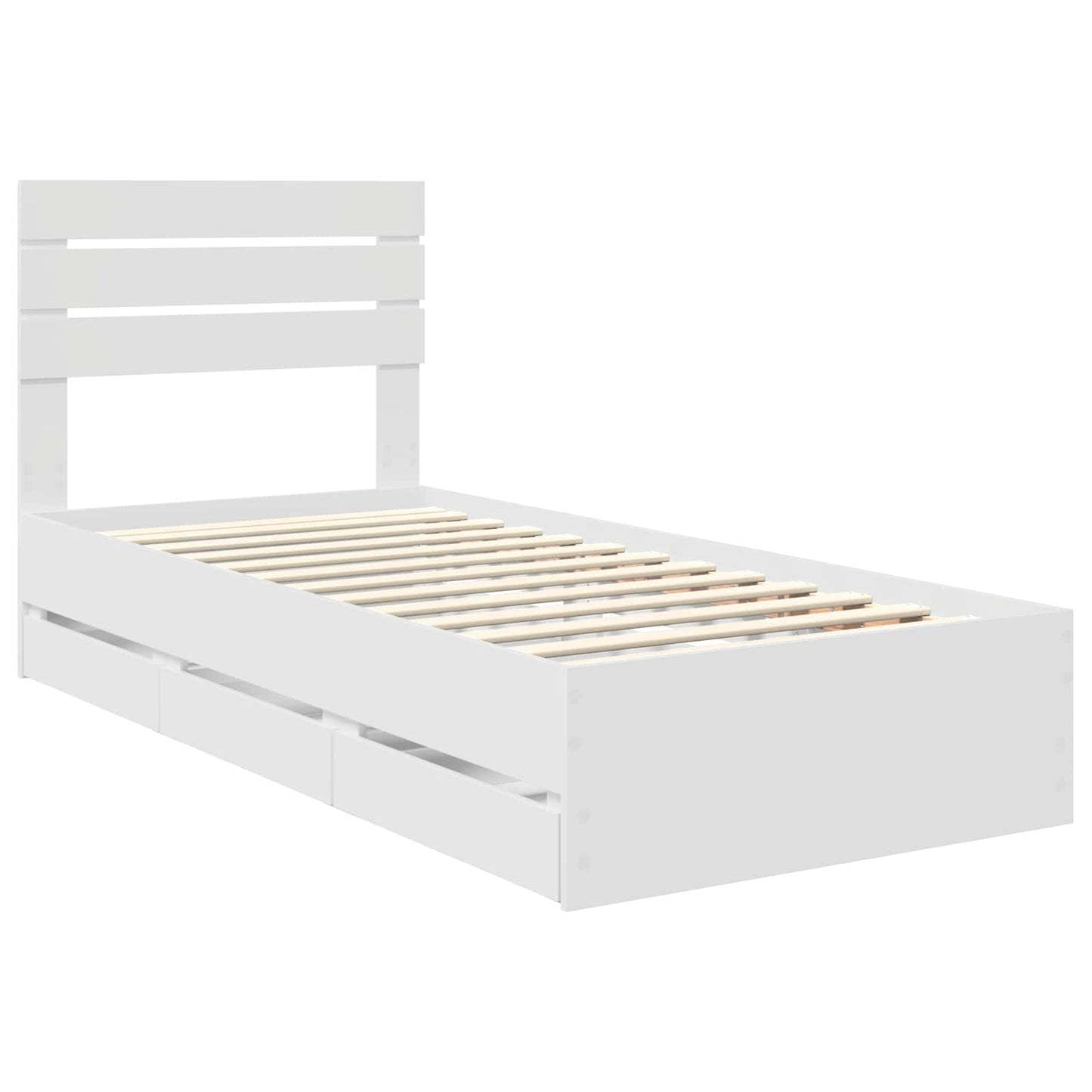 vidaXL Σκελετός Κρεβατιού Λευκό 75 x 190 cm Μηχανήματος Ξύλο