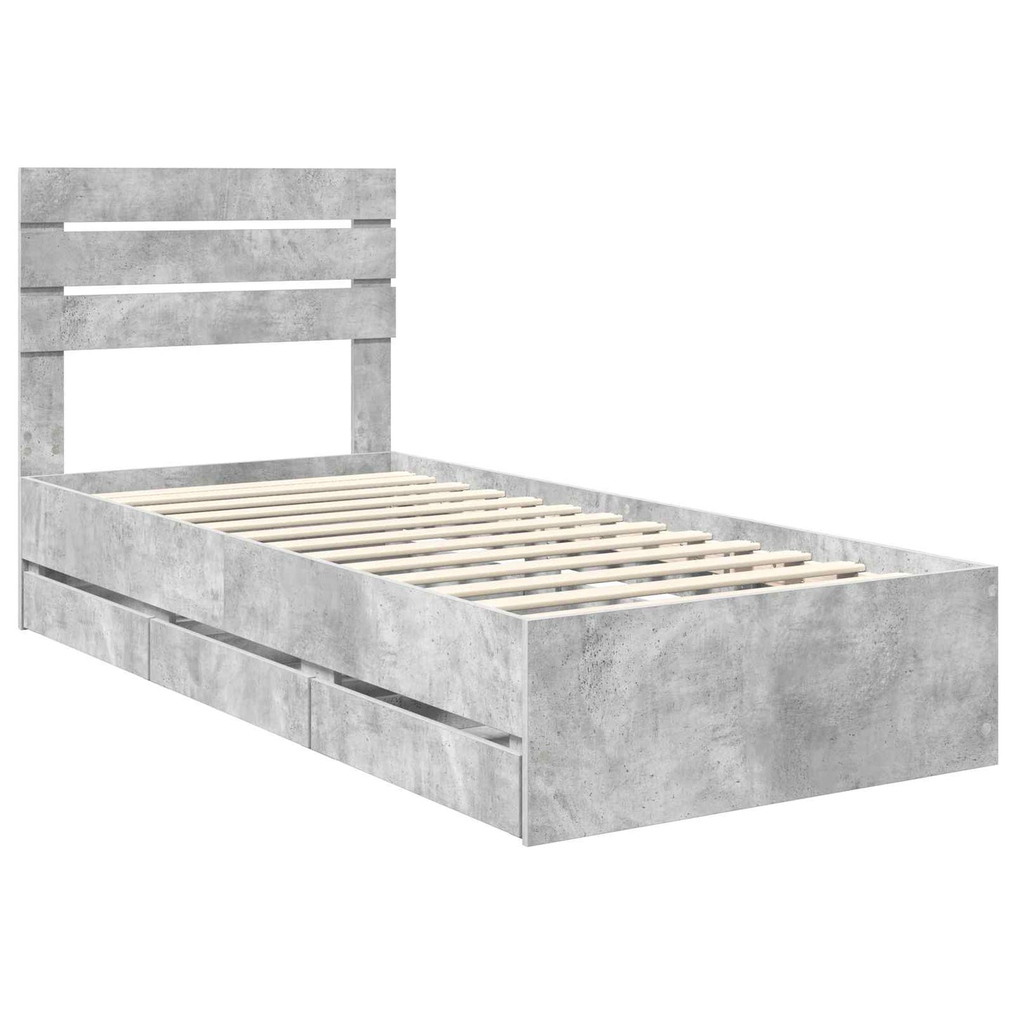 vidaXL Σκελετός Κρεβατιού Σκυρόδεμα Γκρι 75 x 190 cm Μηχανήματος Ξύλο