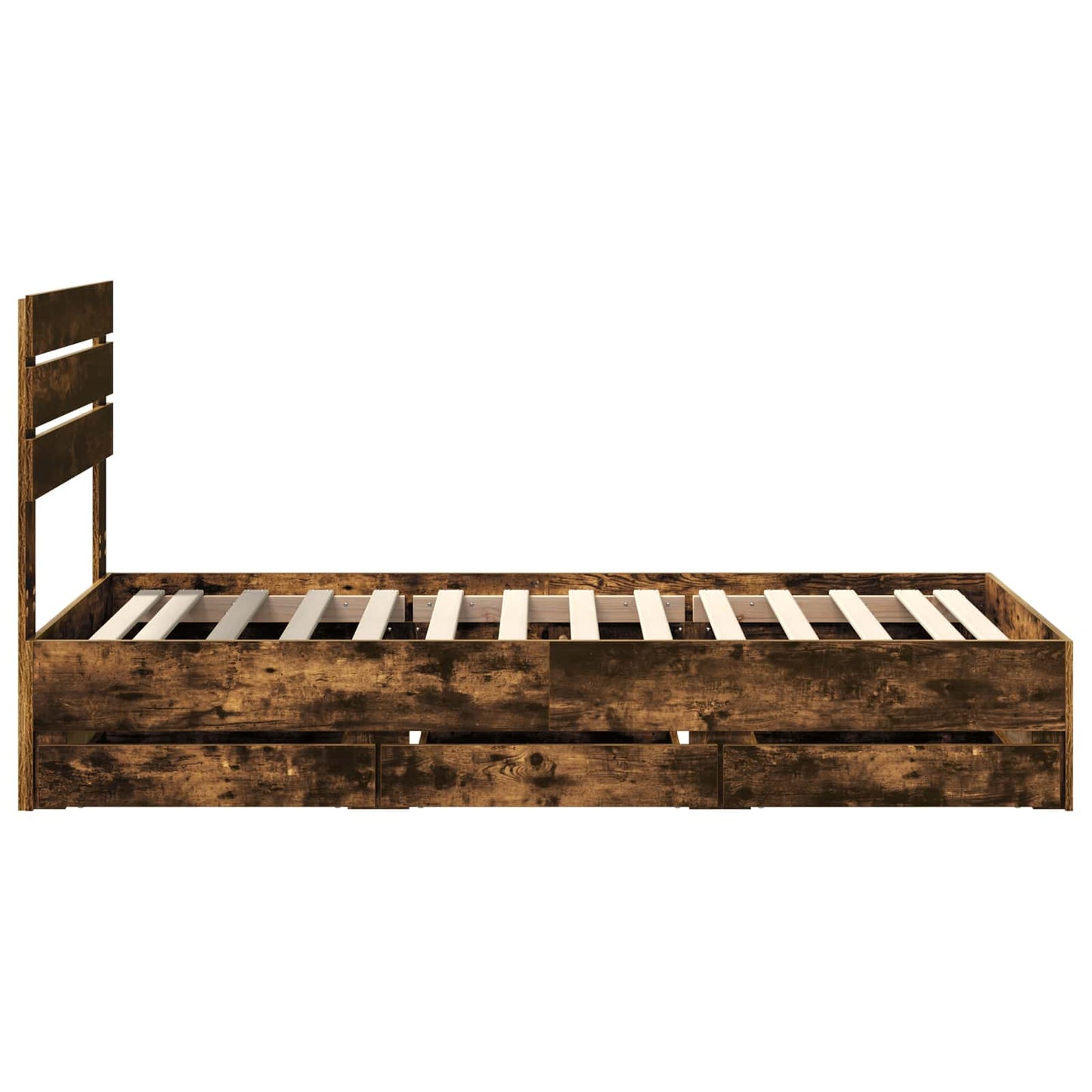 vidaXL Σκελετός Κρεβατιού Καπνιστό Δρύς 75 x 190 cm Μηχανήματος Ξύλο