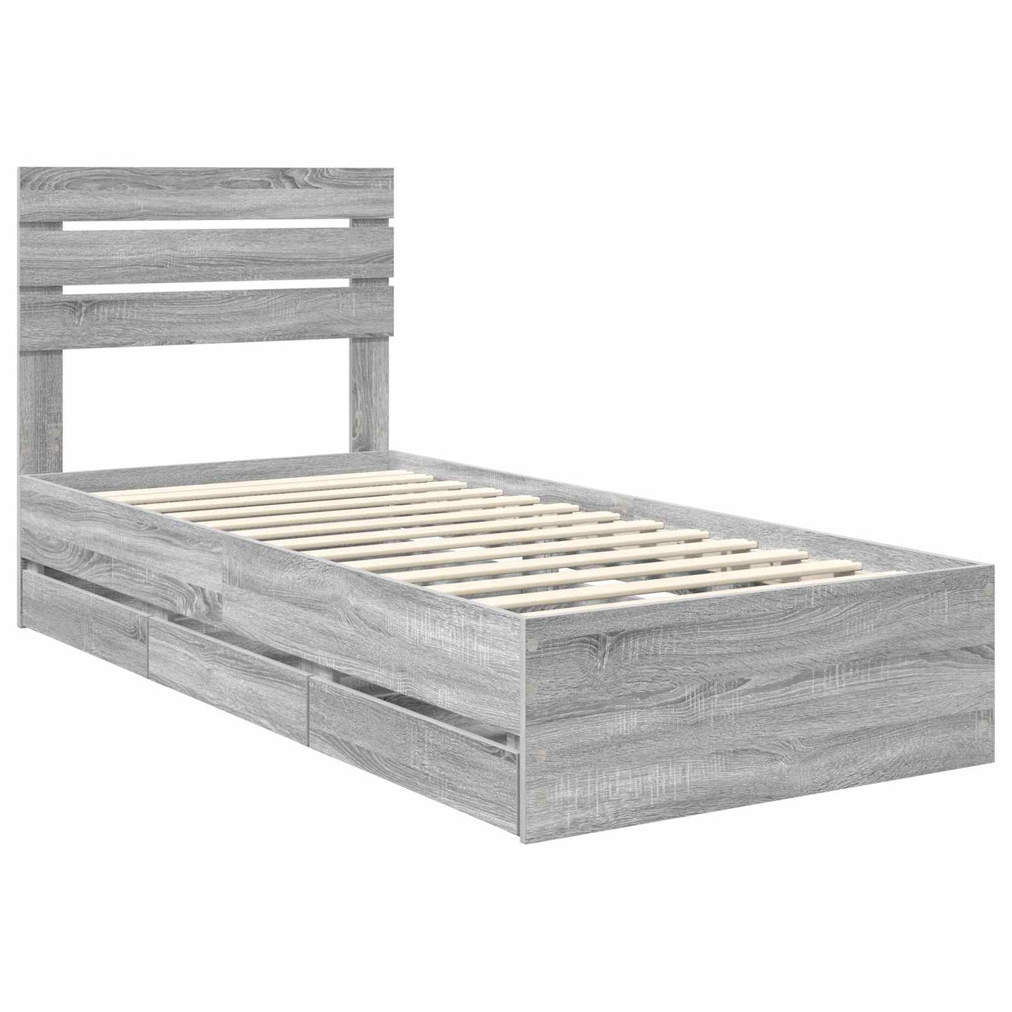 vidaXL Σκελετός Κρεβατιού Γκρίζο Σονομα 75 x 190 cm Μηχανήματος Ξύλο