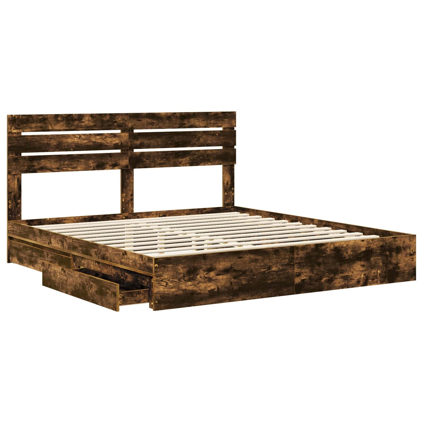 vidaXL Κρεβάτι Αποθήκης Καπνιστό Δρύς 180 x 200 cm Επεξεργασμένο ξύλο