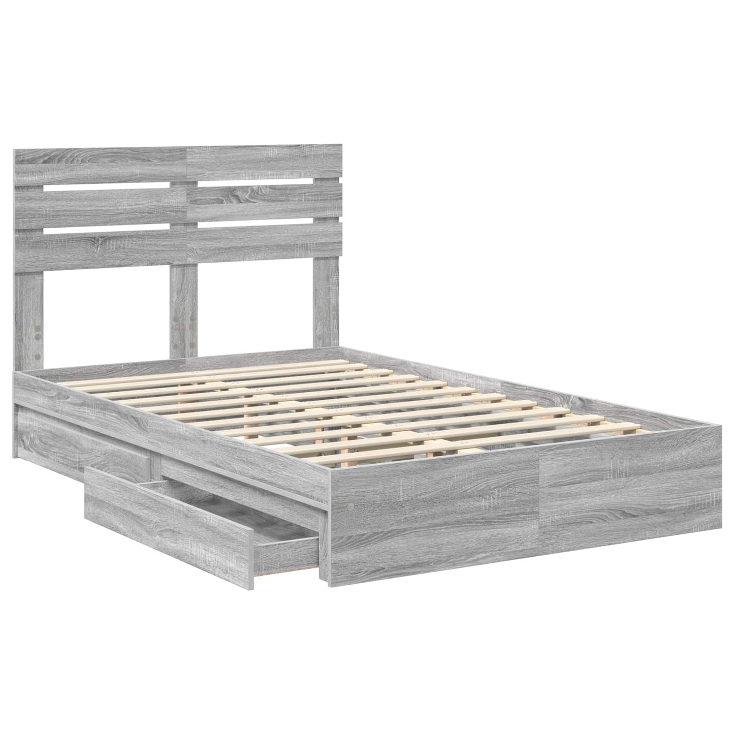 vidaXL Κρεβάτι Αποθήκης Γκρίζο Σονομα 135 x 190 cm Επεξεργασμένο ξύλο