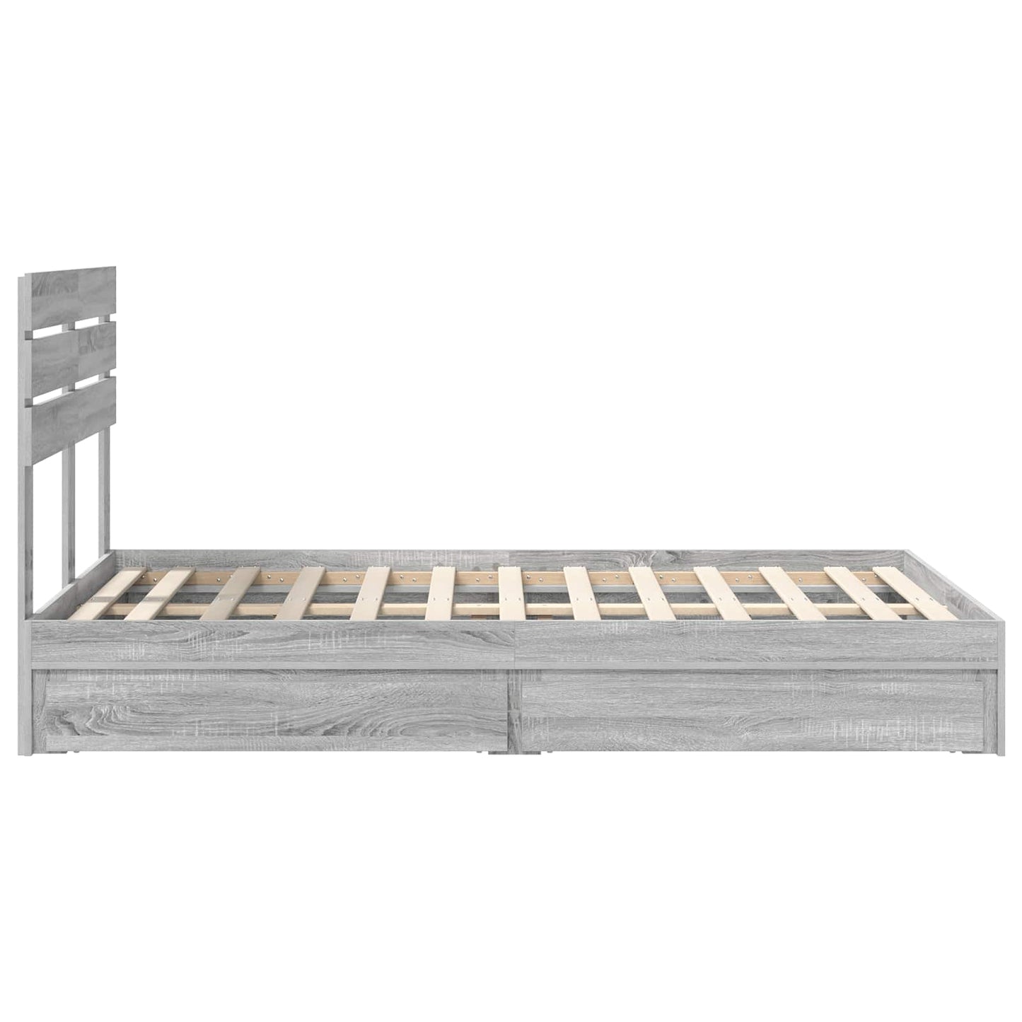 vidaXL Κρεβάτι Αποθήκης Γκρίζο Σονομα 135 x 190 cm Επεξεργασμένο ξύλο