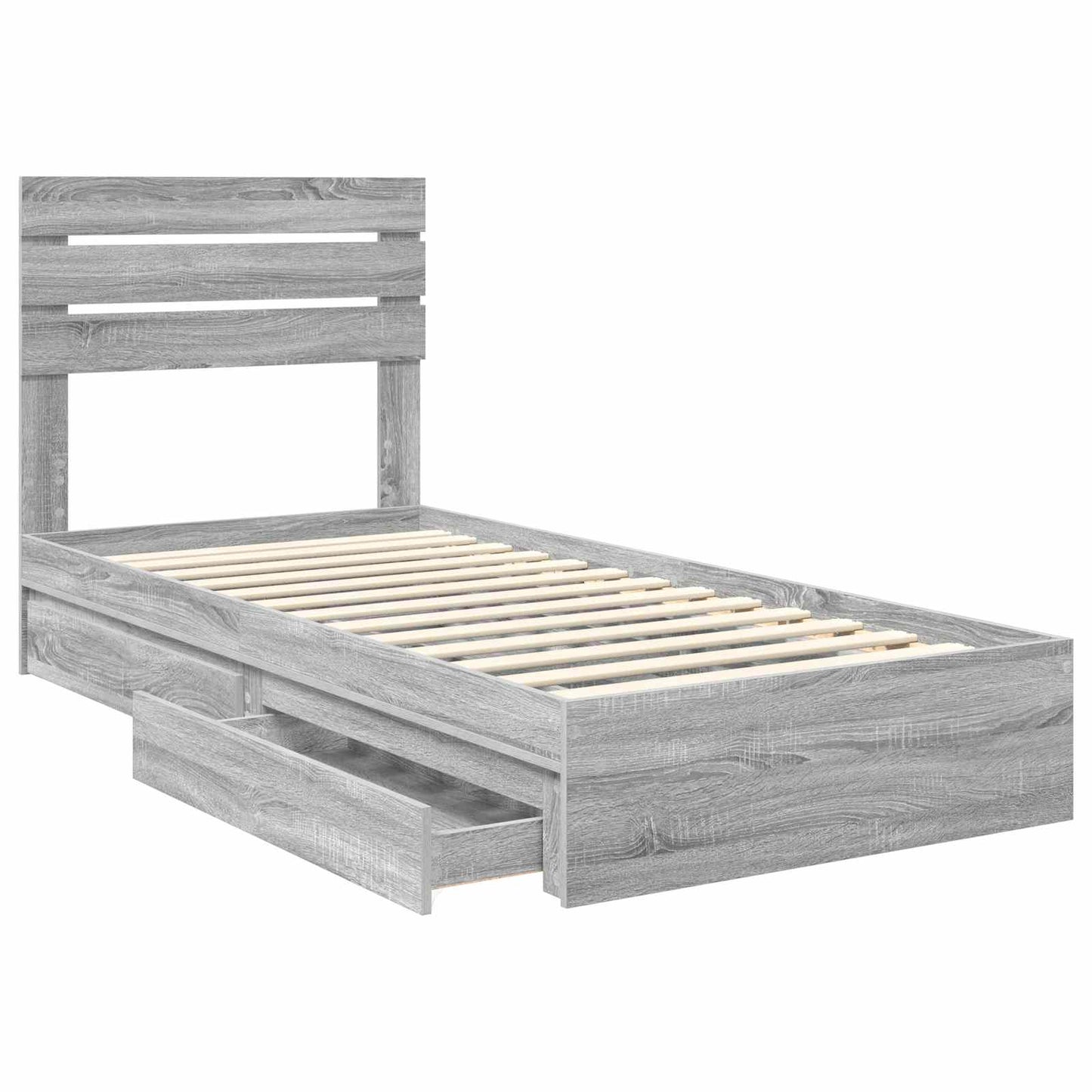 vidaXL Κρεβάτι Αποθήκης Γκρίζο Σονομα 90 x 200 cm Επεξεργασμένο ξύλο