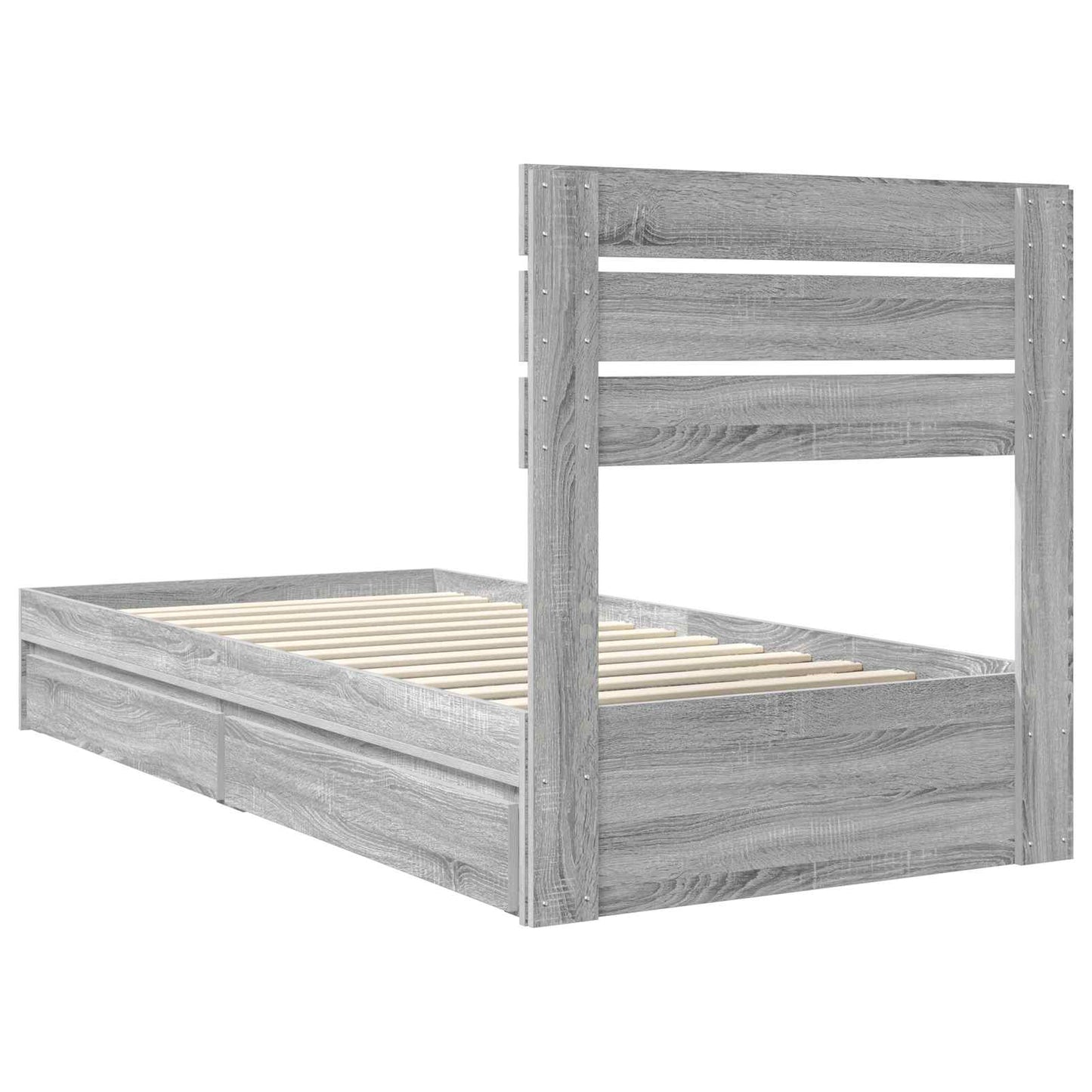 vidaXL Κρεβάτι Αποθήκης Γκρίζο Σονομα 90 x 200 cm Επεξεργασμένο ξύλο