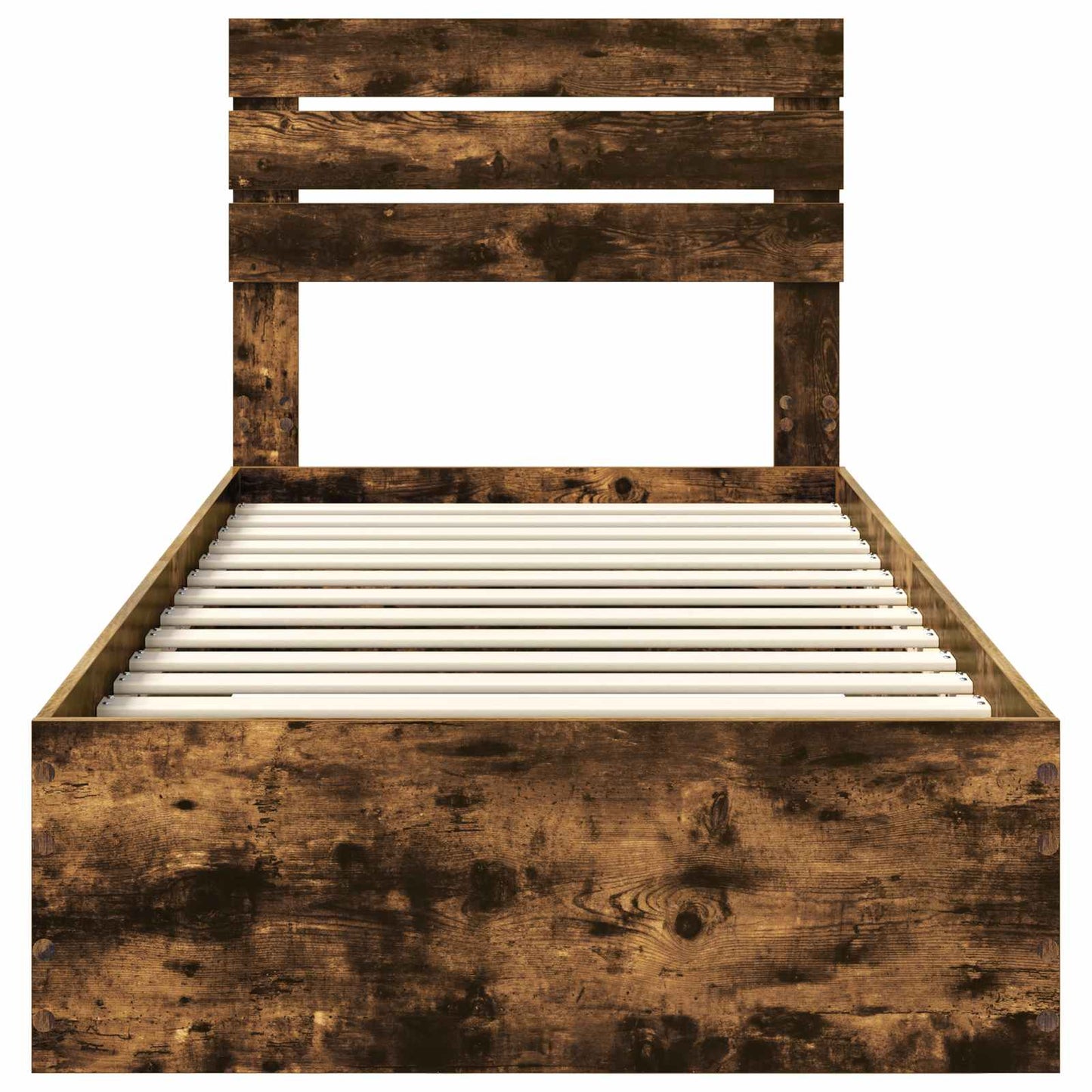 vidaXL Σκελετός Κρεβατιού Καπνιστό Δρύινο και Ασημί 75 x 190 cm