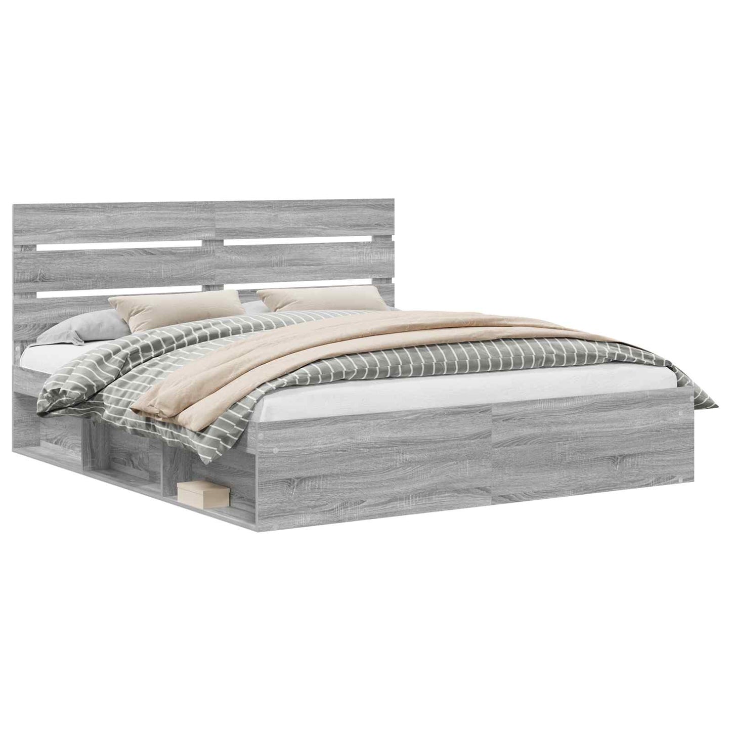 vidaXL Σκελετός Κρεβατιού με κεφαλάρι Γκρίζο Σονομα 200 x 200 cm