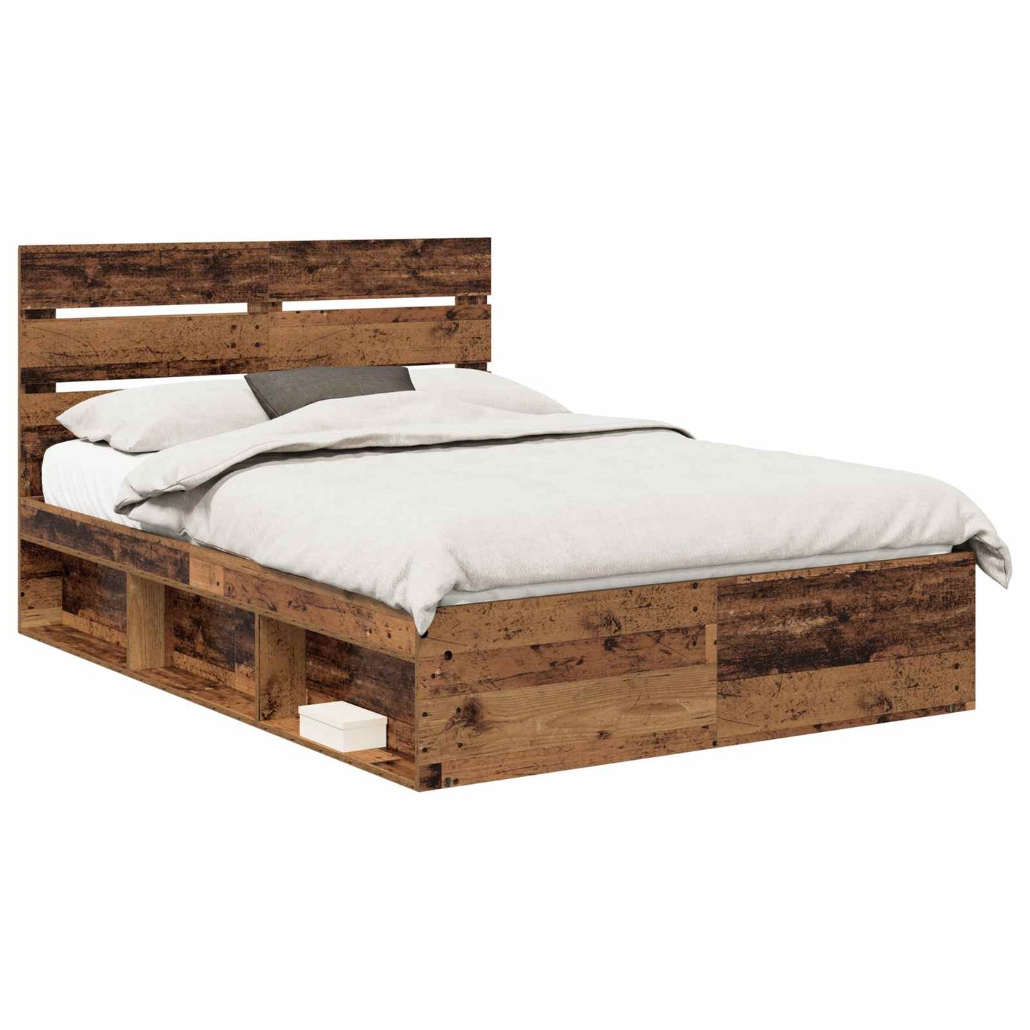 vidaXL Σκελετός Κρεβατιού Παλιό ξύλο 150 x 200 cm Στερεά ξυλεία πεύκου