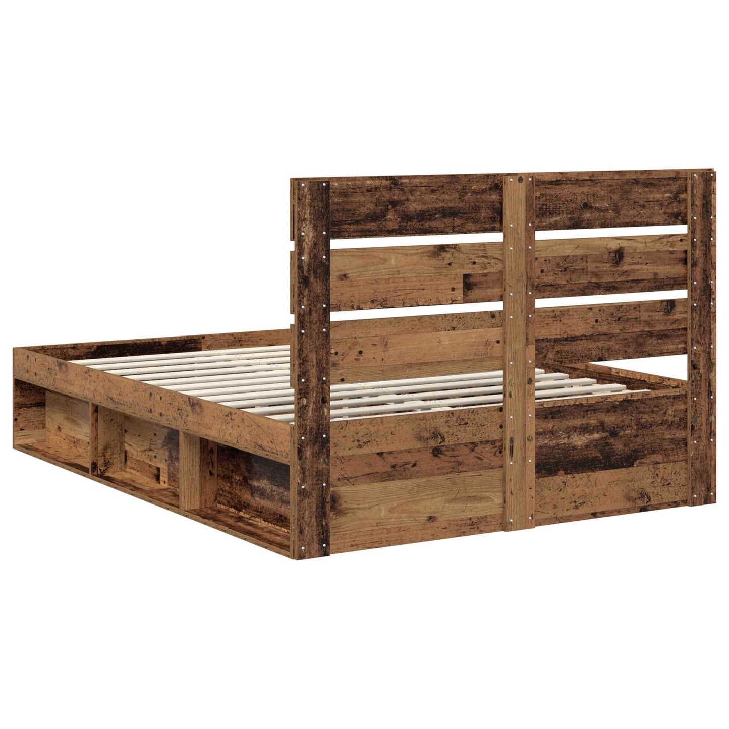 vidaXL Σκελετός Κρεβατιού Παλιό ξύλο 150 x 200 cm Στερεά ξυλεία πεύκου