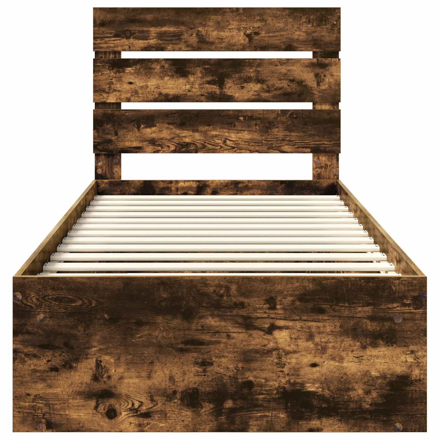 vidaXL Σκελετός Κρεβατιού με κεφαλάρι Καπνιστό Δρύς 90 x 190 cm