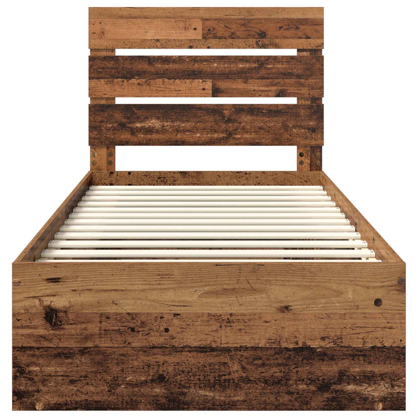 vidaXL Σκελετός Κρεβατιού Παλιό ξύλο 90 x 190 cm Στερεά ξυλεία πεύκου