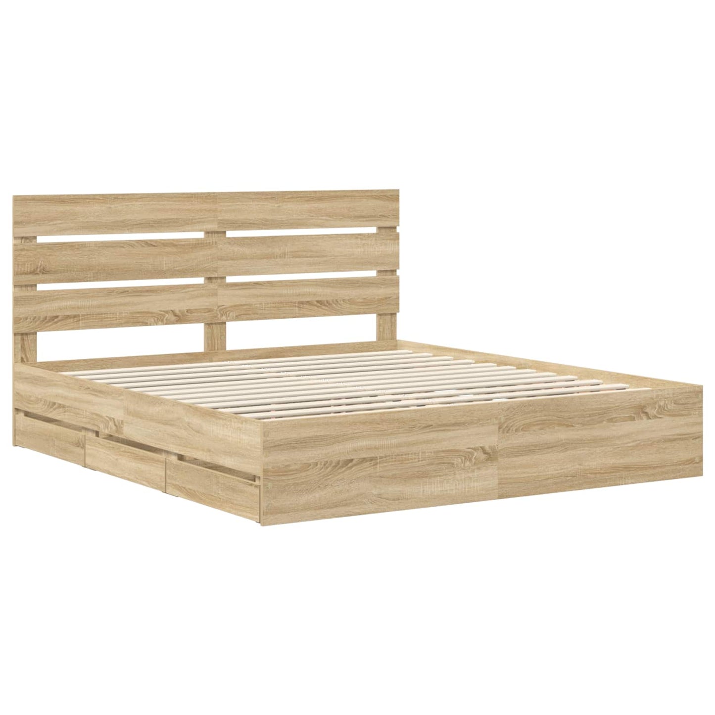 vidaXL Σκελετός Κρεβατιού Δρύς Sonoma 200 x 200 cm Μηχανήματος Ξύλο