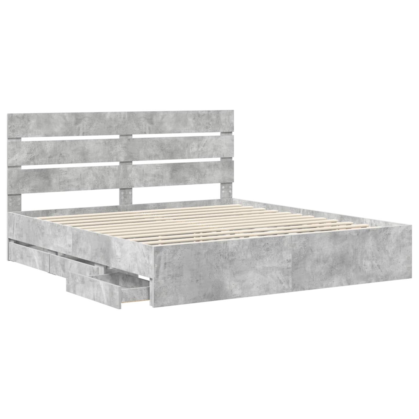 vidaXL Σκελετός Κρεβατιού Σκυρόδεμα Γκρι 200 x 200 cm Μηχανήματος Ξύλο