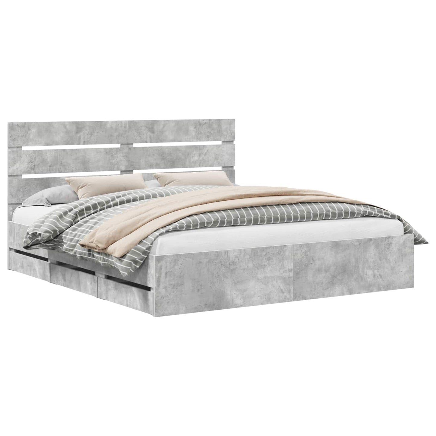 vidaXL Σκελετός Κρεβατιού Σκυρόδεμα Γκρι 180 x 200 cm Μηχανήματος Ξύλο