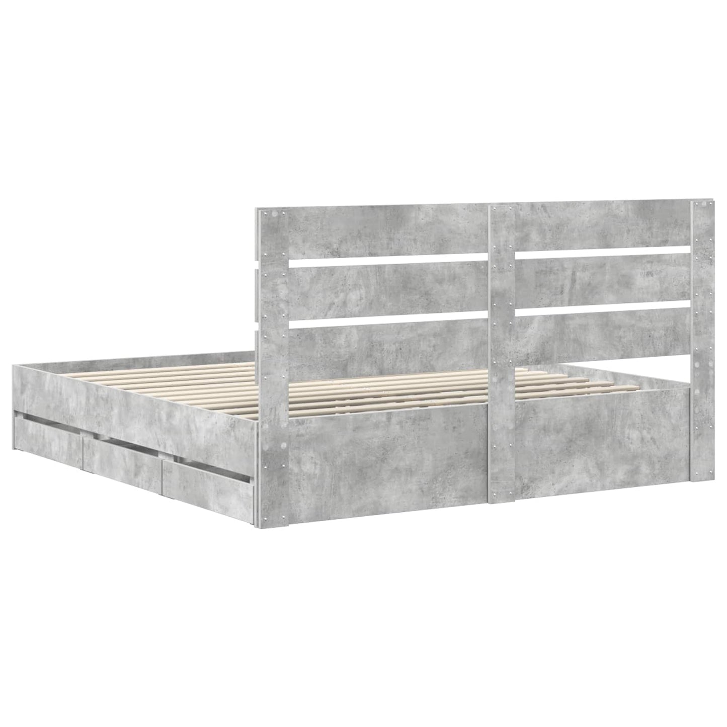 vidaXL Σκελετός Κρεβατιού Σκυρόδεμα Γκρι 180 x 200 cm Μηχανήματος Ξύλο