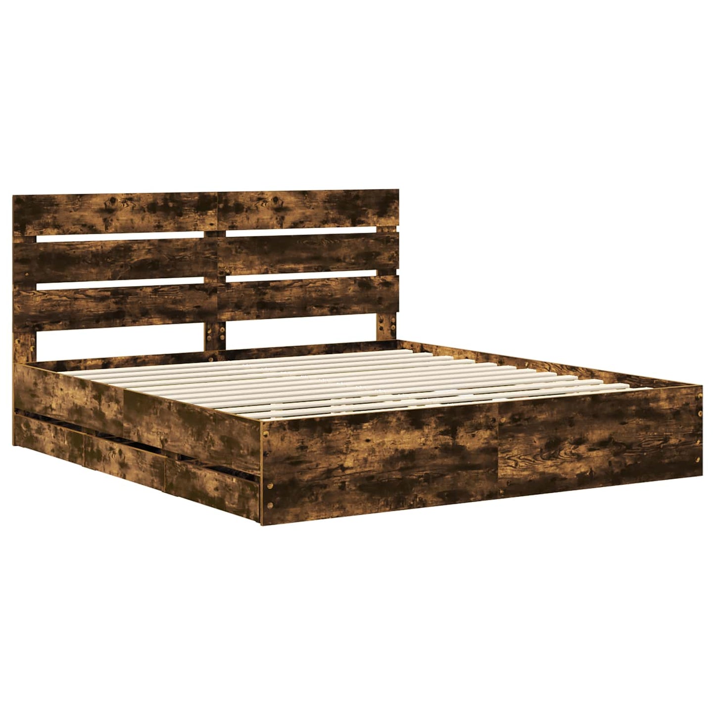 vidaXL Σκελετός Κρεβατιού Καπνιστό Δρύς 180 x 200 cm Μηχανήματος Ξύλο