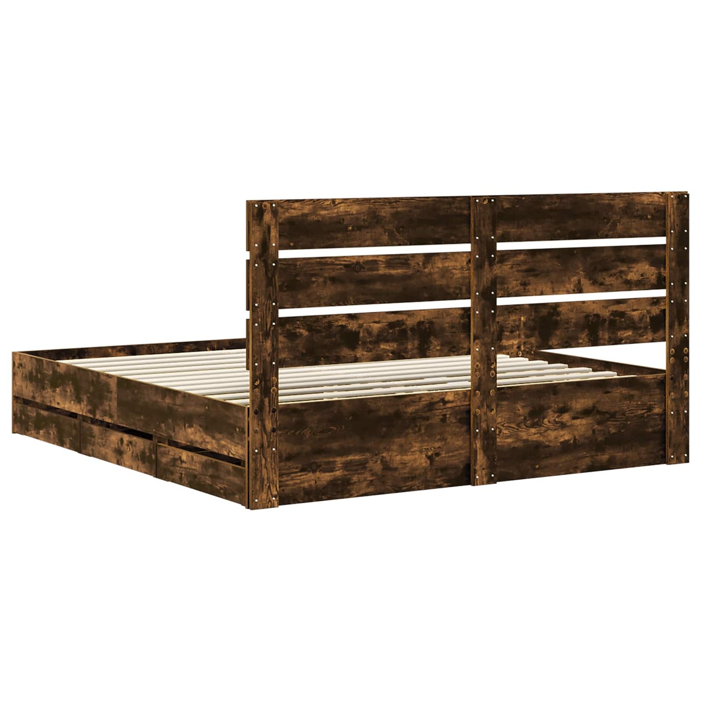 vidaXL Σκελετός Κρεβατιού Καπνιστό Δρύς 180 x 200 cm Μηχανήματος Ξύλο