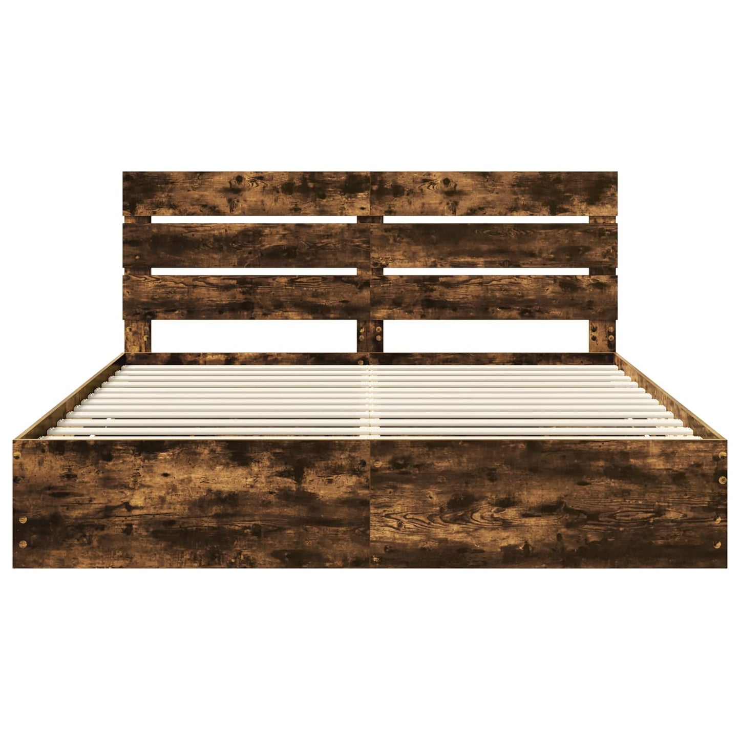 vidaXL Σκελετός Κρεβατιού Καπνιστό Δρύς 180 x 200 cm Μηχανήματος Ξύλο