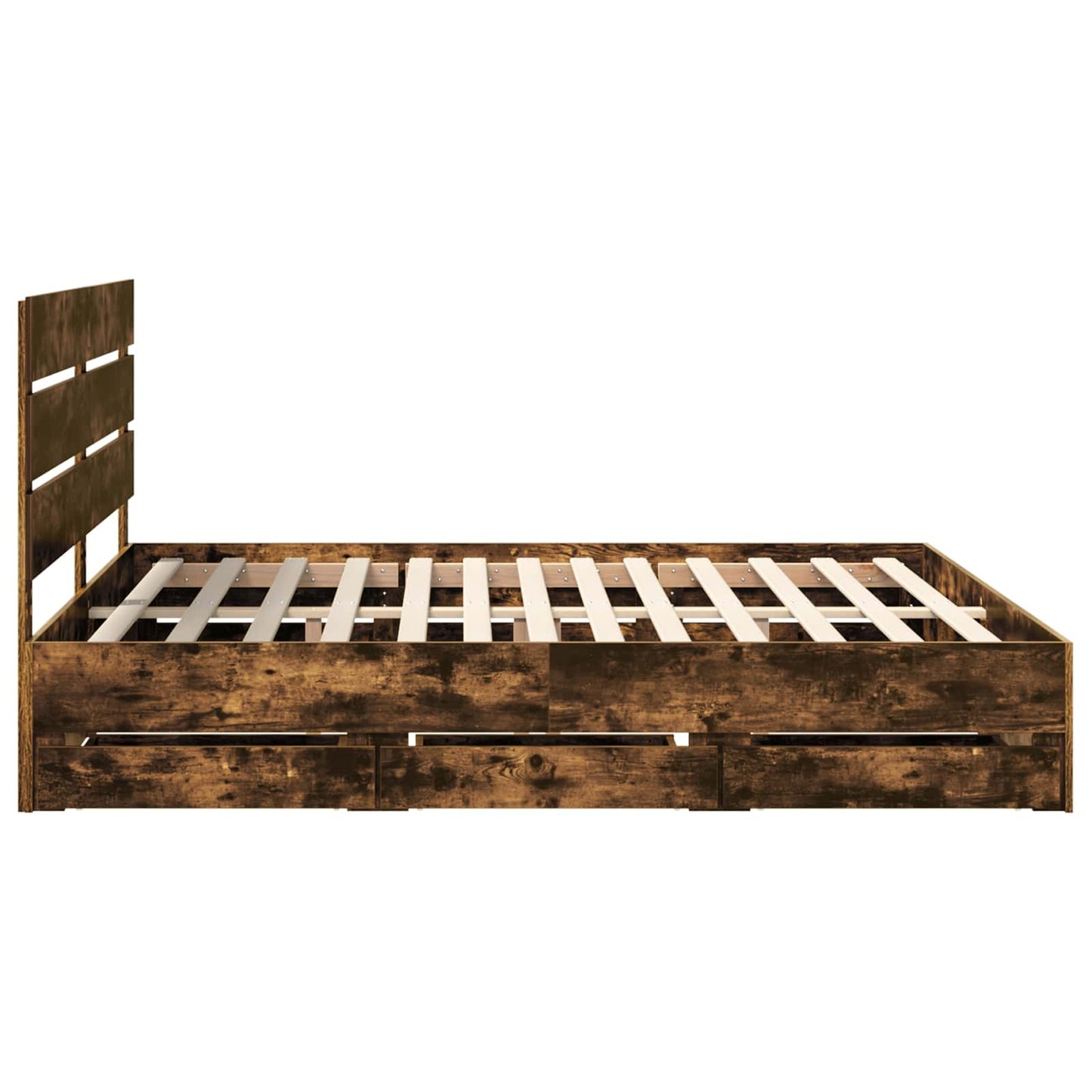 vidaXL Σκελετός Κρεβατιού Καπνιστό Δρύς 180 x 200 cm Μηχανήματος Ξύλο