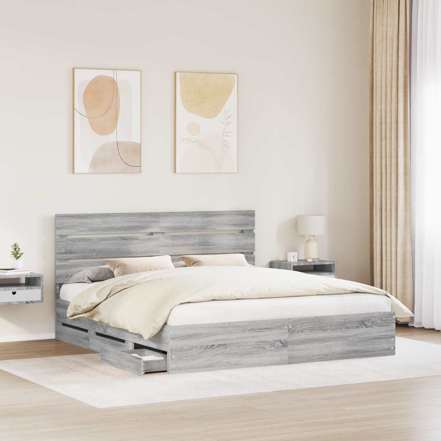 vidaXL Σκελετός Κρεβατιού Γκρίζο Σονομα 180 x 200 cm Μηχανήματος Ξύλο