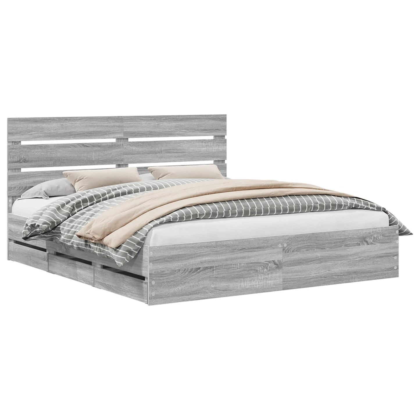 vidaXL Σκελετός Κρεβατιού Γκρίζο Σονομα 180 x 200 cm Μηχανήματος Ξύλο