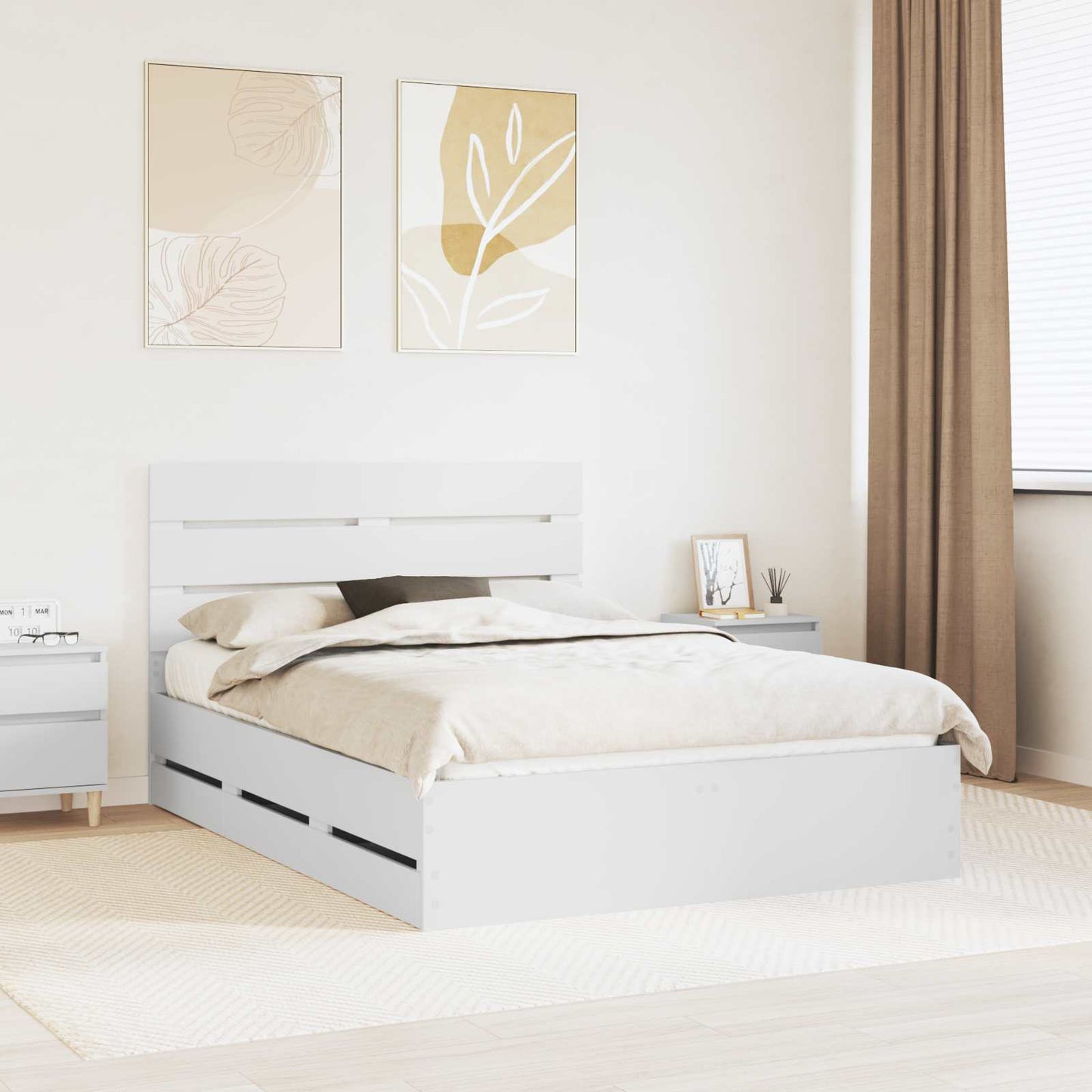 vidaXL Σκελετός Κρεβατιού Λευκό 160 x 200 cm Μηχανήματος Ξύλο