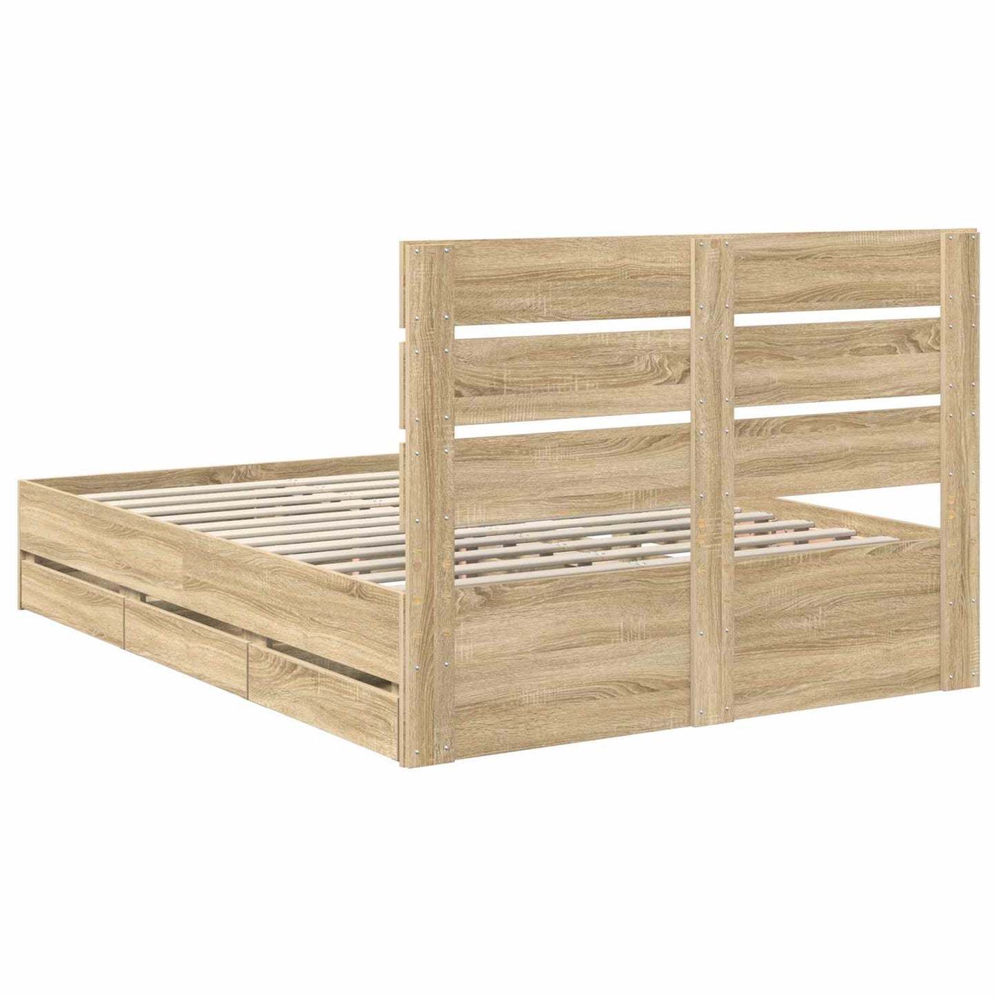 vidaXL Σκελετός Κρεβατιού Δρύς Sonoma 150 x 200 cm Μηχανήματος Ξύλο