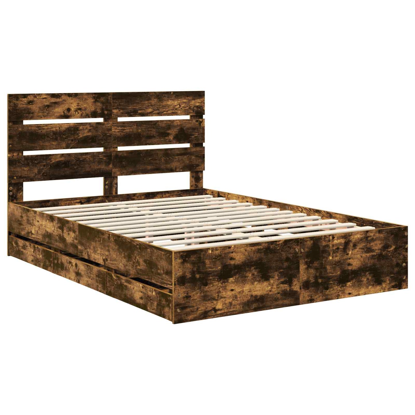 vidaXL Σκελετός Κρεβατιού Καπνιστό Δρύς 150 x 200 cm Μηχανήματος Ξύλο