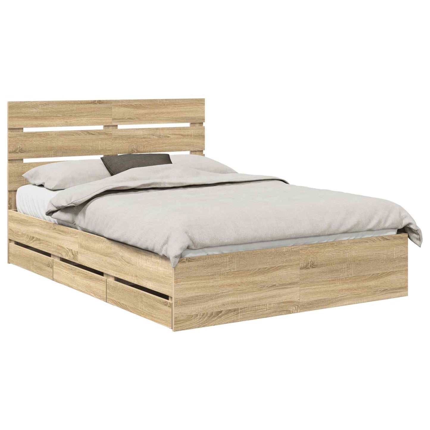 vidaXL Σκελετός Κρεβατιού Δρύς Sonoma 140 x 200 cm Μηχανήματος Ξύλο