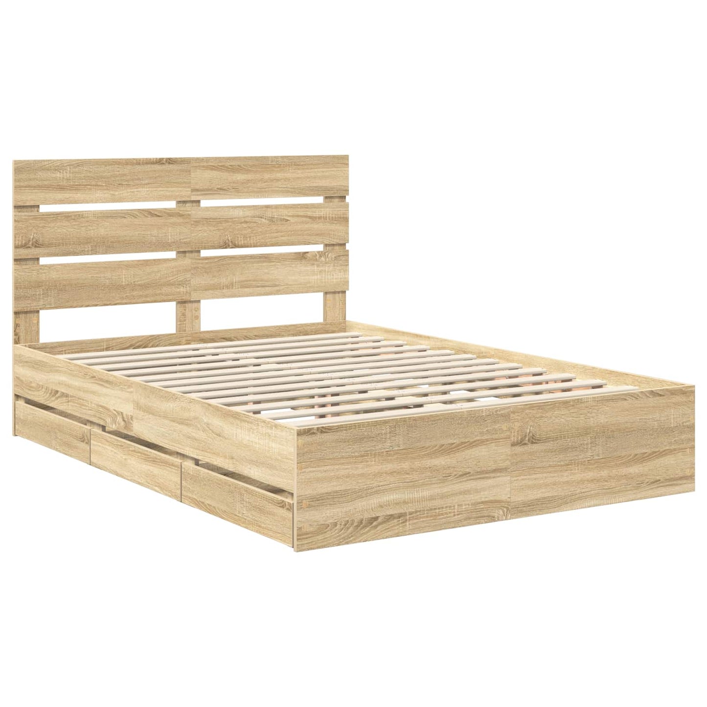 vidaXL Σκελετός Κρεβατιού Δρύς Sonoma 140 x 200 cm Μηχανήματος Ξύλο