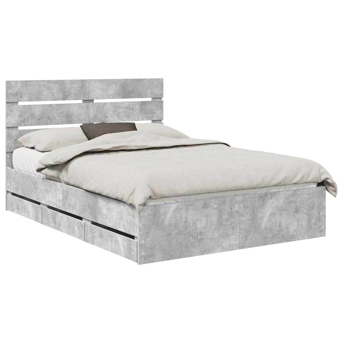 vidaXL Σκελετός Κρεβατιού Σκυρόδεμα Γκρι 140 x 200 cm Μηχανήματος Ξύλο