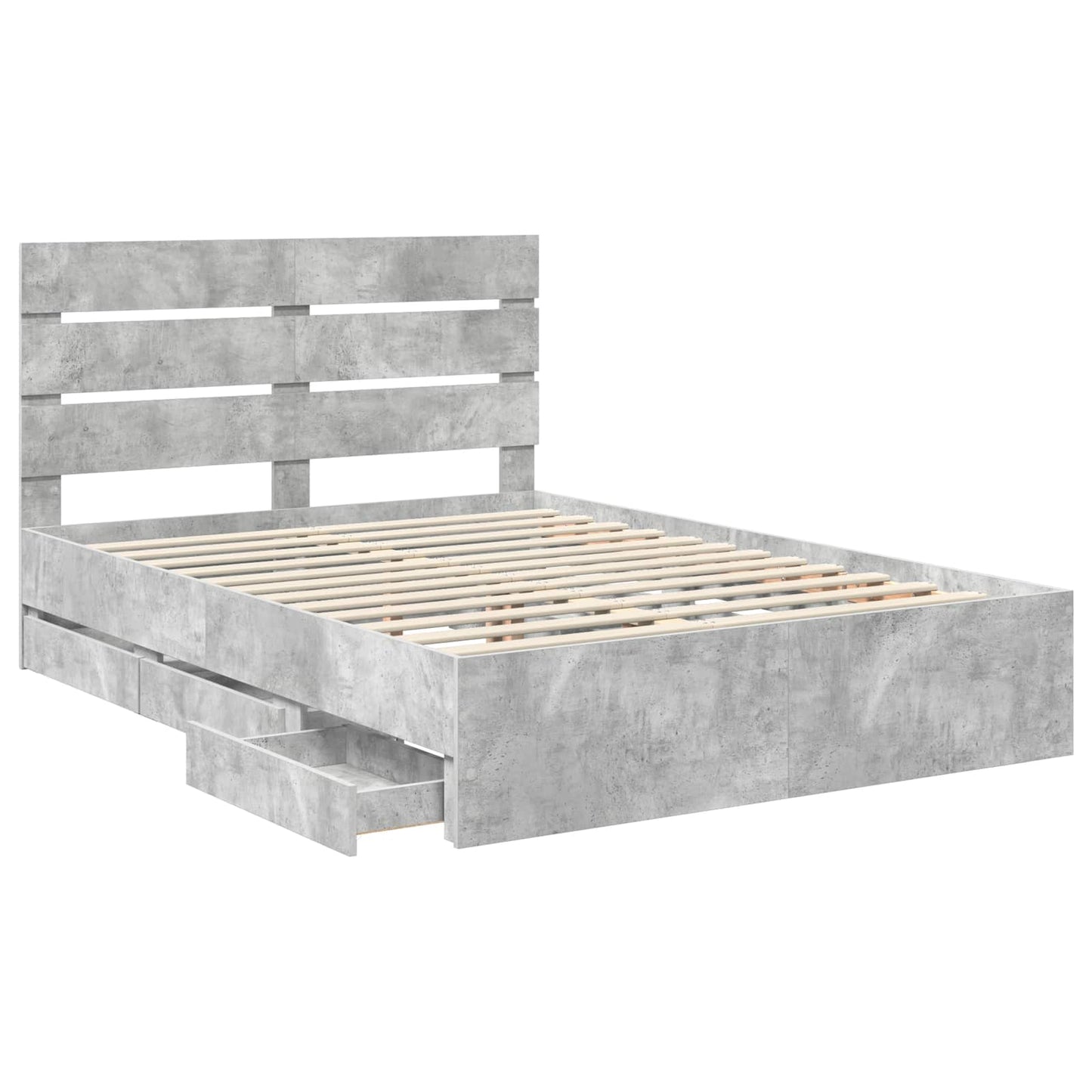 vidaXL Σκελετός Κρεβατιού Σκυρόδεμα Γκρι 140 x 200 cm Μηχανήματος Ξύλο