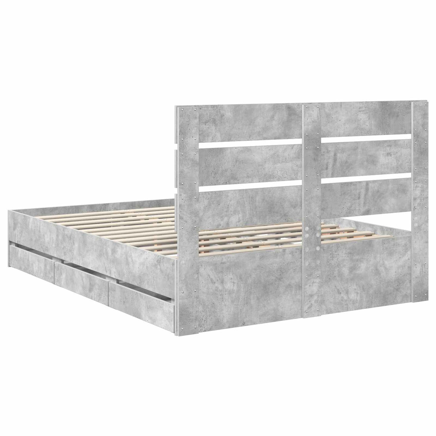 vidaXL Σκελετός Κρεβατιού Σκυρόδεμα Γκρι 140 x 200 cm Μηχανήματος Ξύλο