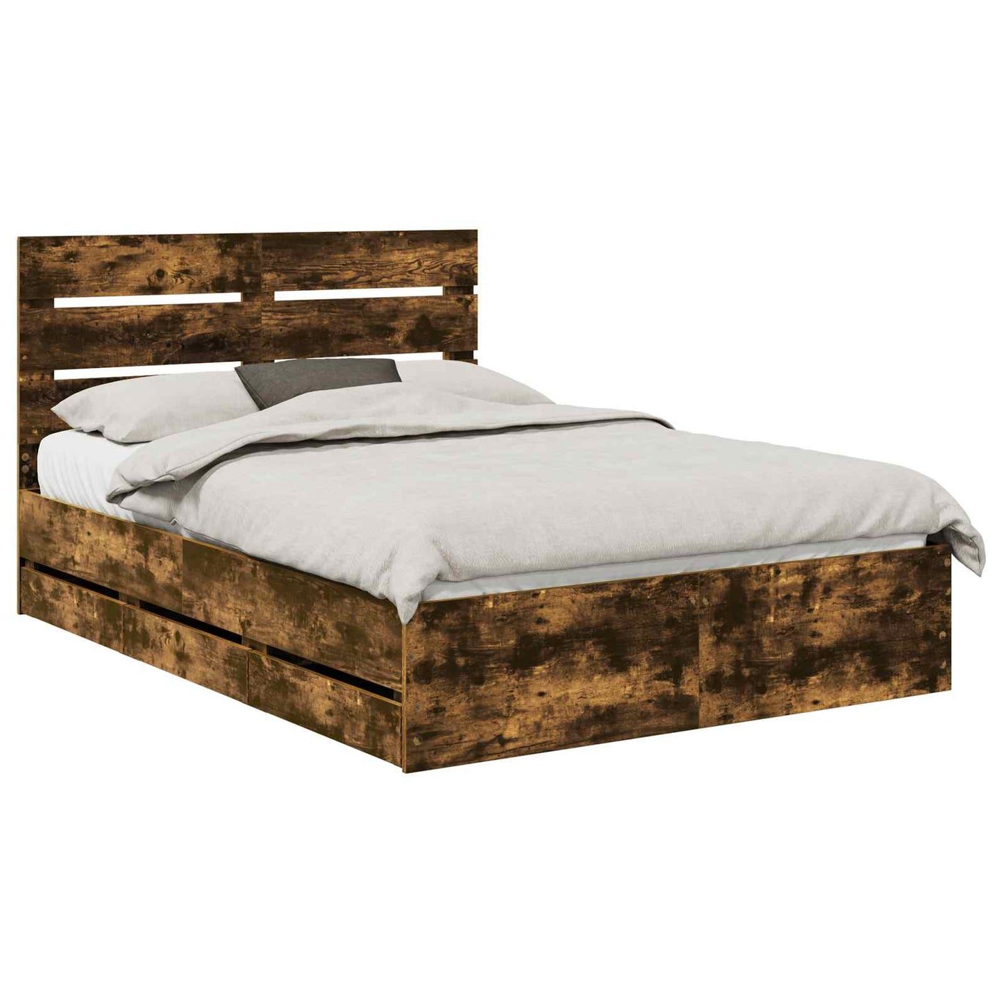 vidaXL Σκελετός Κρεβατιού Καπνιστό Δρύς 140 x 200 cm Μηχανήματος Ξύλο