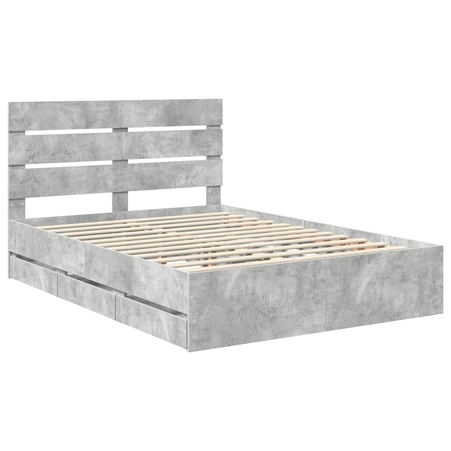 vidaXL Σκελετός Κρεβατιού Σκυρόδεμα Γκρι 140 x 190 cm Μηχανήματος Ξύλο